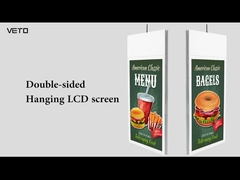 屋内白い 43 インチのデジタル吊り下げ LCD スクリーン超薄い両面天井に取り付けられました