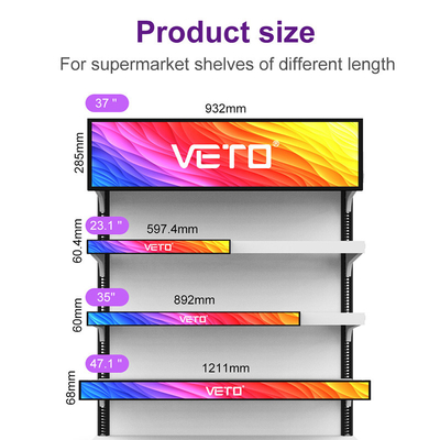 23.1 Inch Custom Size Strip Ultra Wide Bar LCD Screen Advertising Display For Shelves