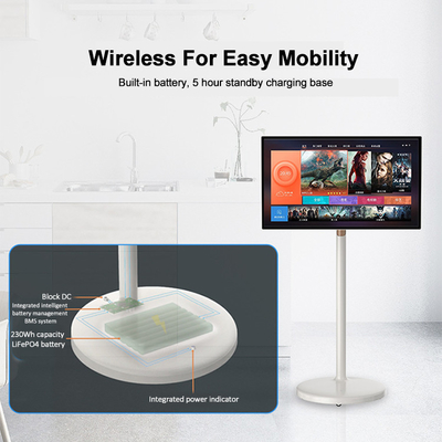 32 Inch Indoor Portable Smart Touch Wireless Android LCD Rotatable Display With Rechargeable Battery Moveable Base