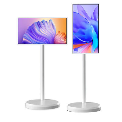 品質 32インチ 4K解像度 Android 15 携帯テレビ スマートディスプレイ 無線床立デジタルサイン 工場